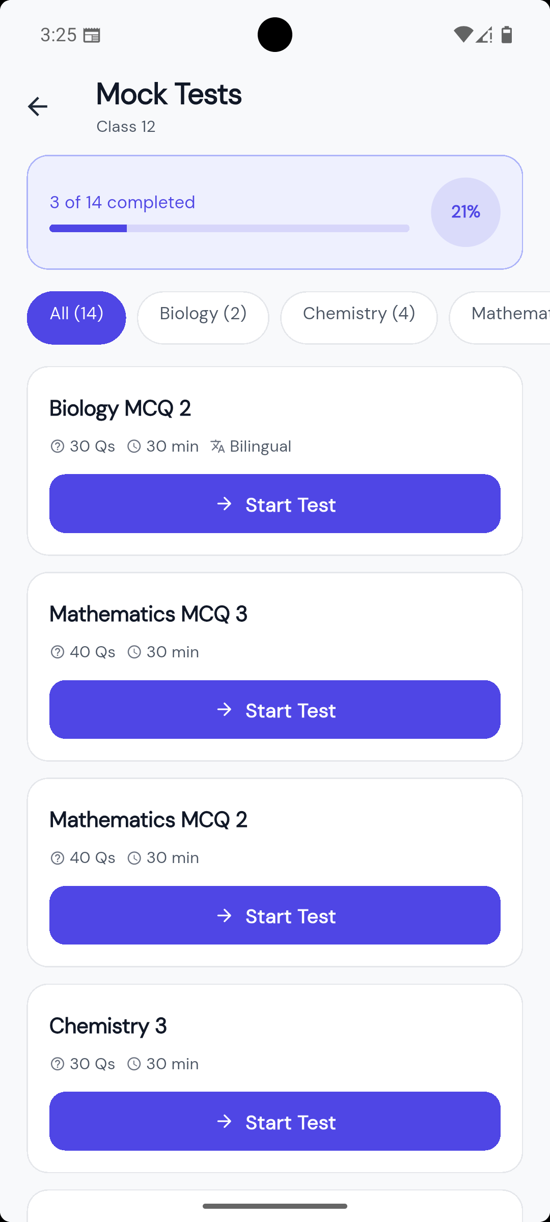 PrepOne Mock Test Library Preview